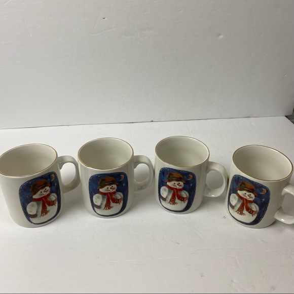 Snowman & Moon Set of 4 Mugs Christmas Holiday - Picture 11 of 11